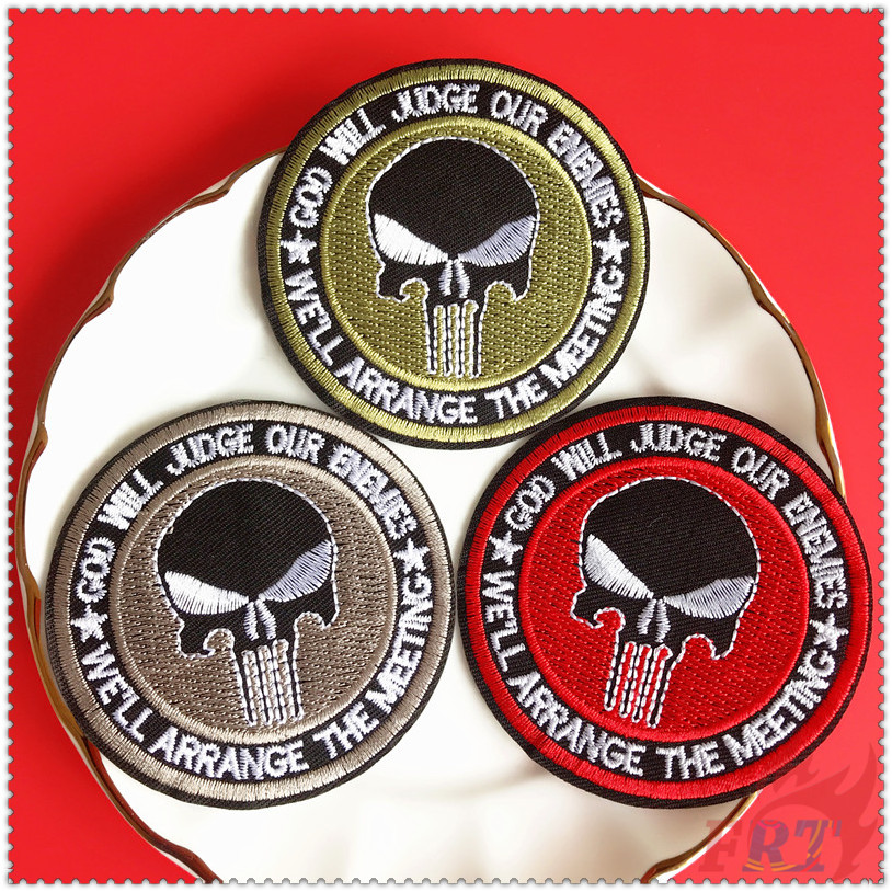 Miếng Vá Vải Dạng Ủi Thêu Trang Trí Đầu Lâu Cá Tính Phong Cách Hip Hop