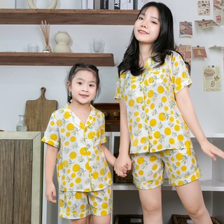Bộ đồ ngủ Pijama mẹ và bé hình quả chanh vàng