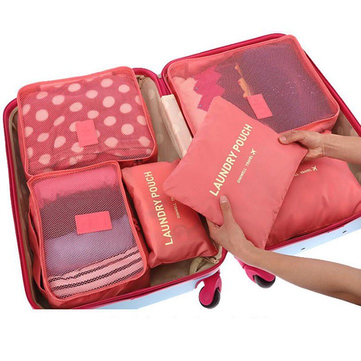 Bộ túi du lịch 6 túi secret pouch travel trơn, TRƠN