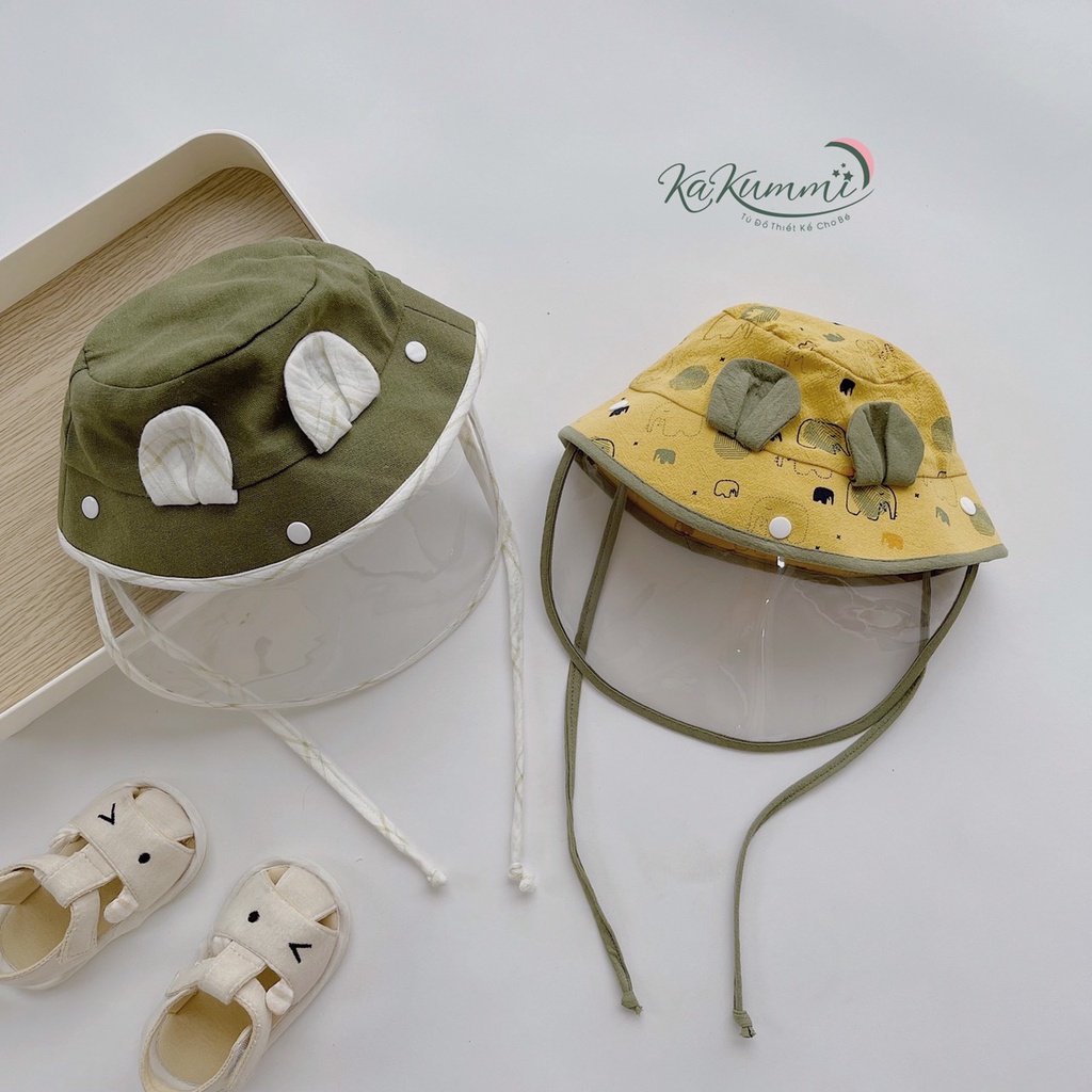 Mũ kèm tấm chắn an toàn cho bé, nón vành tròn unisex cho bé