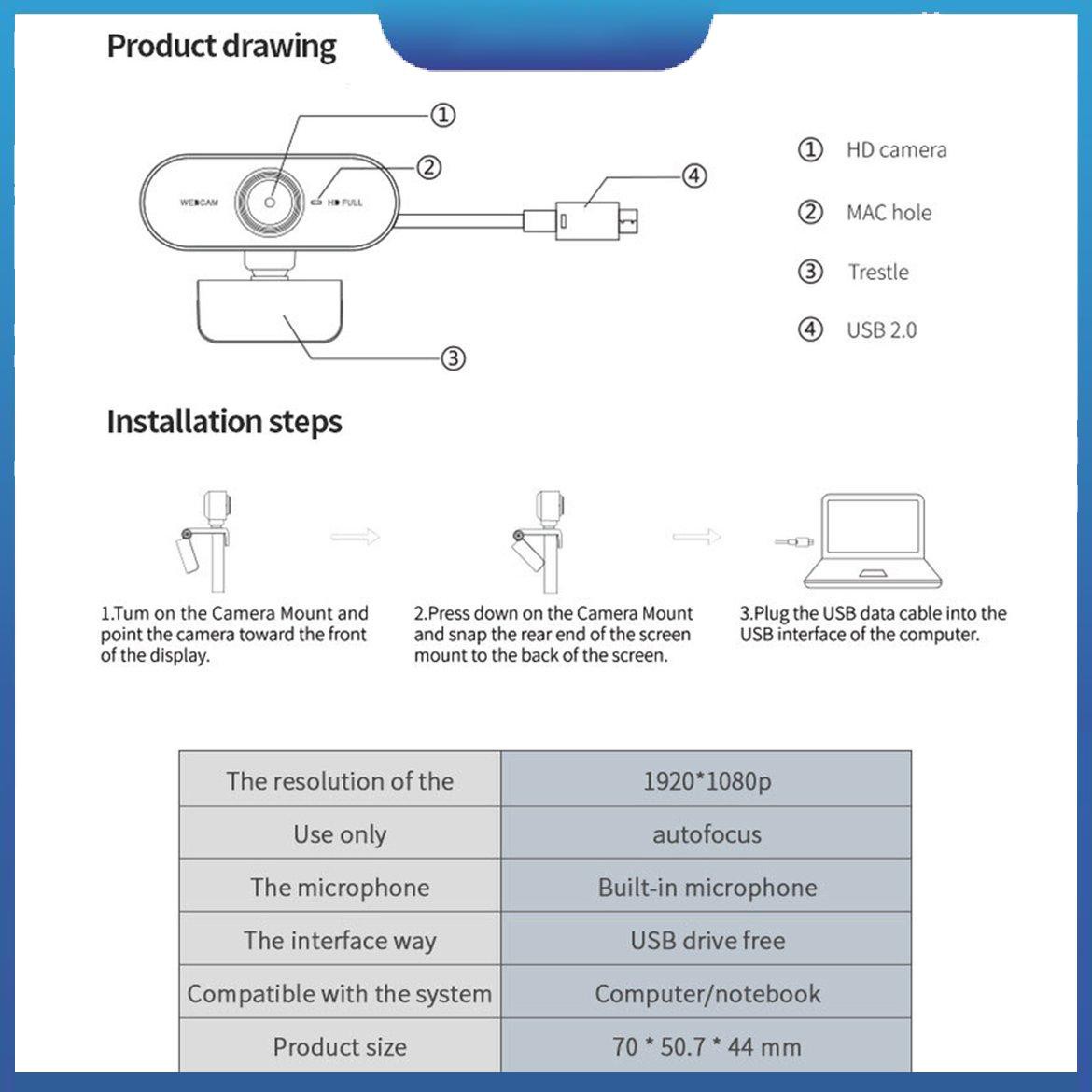Webcam 1080p mini usb 2.0 có micro USB cho máy tính
