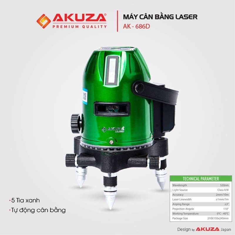 Máy bắn cốt cân mực  laser 5 tia xanh Akuza 686D sử dụng tia laze siêu sáng bắn cos chính xác