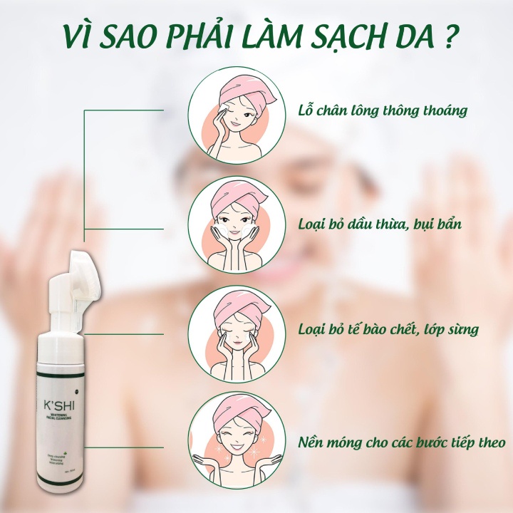 Bộ 3 Chăm Sóc Da K'shi, Sữa Rửa Mặt Làm Sạch Sâu, Serum B5 và Kem chống nắng bảo vệ Dưỡng Da trắng Sáng K'shi