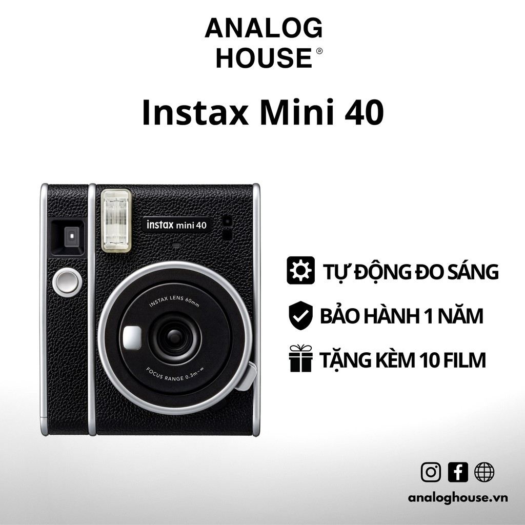 Instax Mini 40 - Máy ảnh lấy liền Fujifilm | Chính hãng - BH 12T - Tặng 10 film