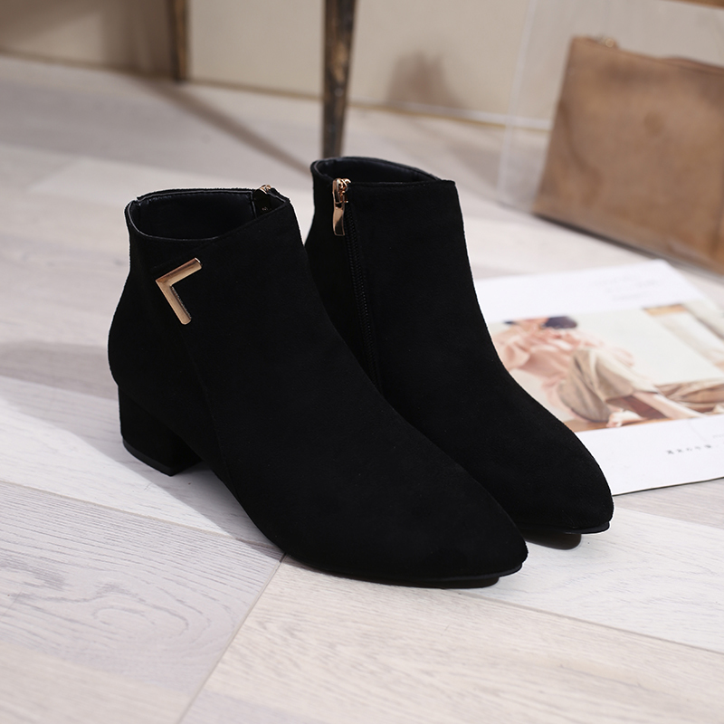 Giày Bốt Chelsea Da Lộn Mũi Nhọn Phối Khóa Kéo Màu Trơn Phong Cách Năng Động Trẻ Trung Dành Cho Nữ | BigBuy360 - bigbuy360.vn