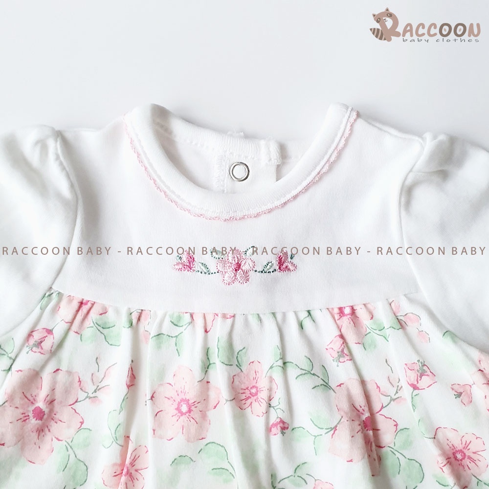 Váy liền thân tay ngắn vải Cotton Organic body dress điệu đà bé gái Little Me (3-9m)