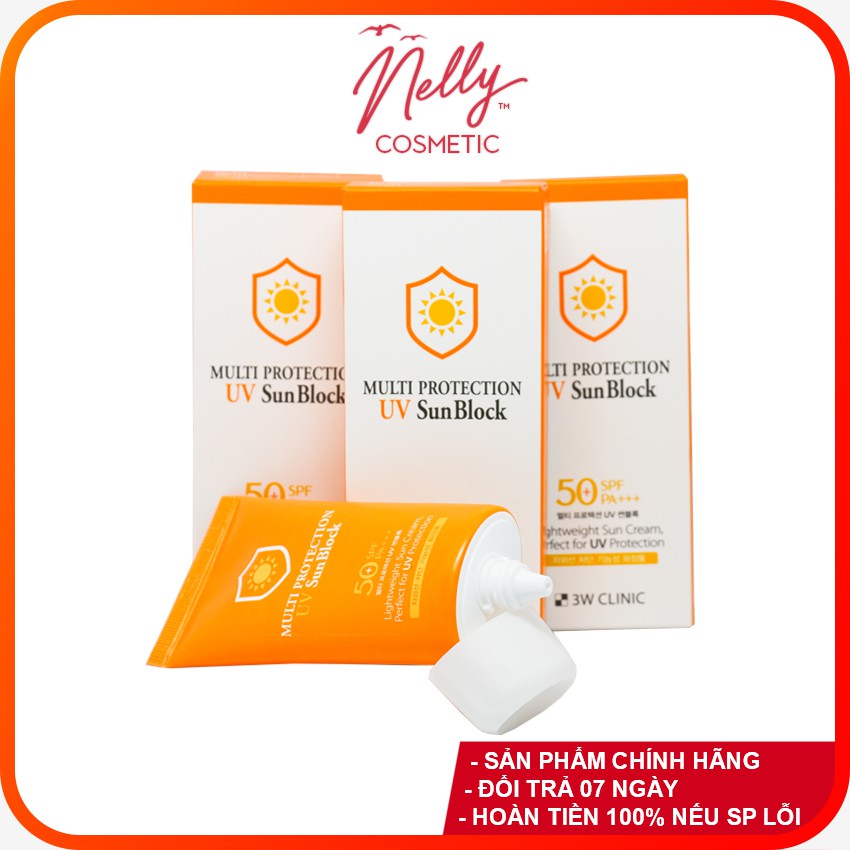 (❤️ GIÁ SALES ❤️) Kem chống nắng 3W Clinic UV Sunblock Cream 70 ml + Tặng 1 Mặt nạ dưỡng da 3W Clinic Fresh Mask Sheet.