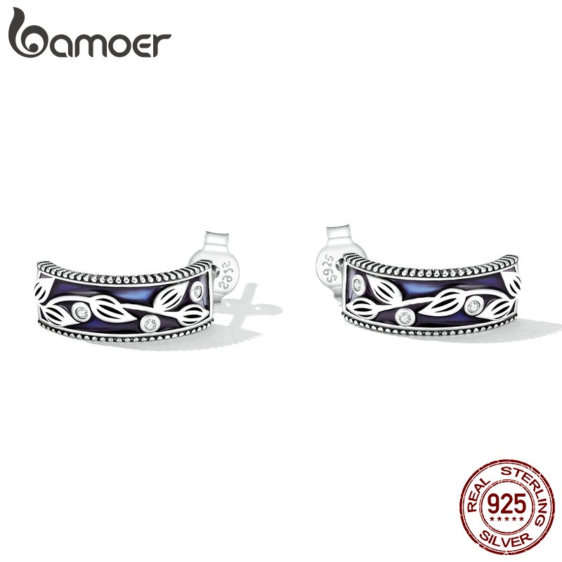 Bông tai BAMOER bằng bạc 925 phong cách cổ điển thời trang cho nữ