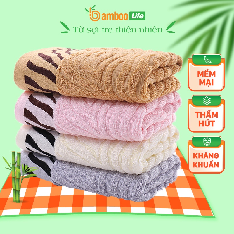 Khăn tắm sợi tre Bamboo Life BL045 họa tiết Hổ vằn lau người, đội đầu, kháng khuẩn, siêu thấm hút, an toàn cho da