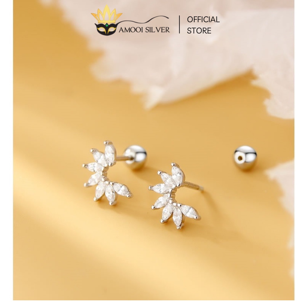 Bông tai bạc S925 hoa 7 cánh chui vặn - Amooi Silver AB165
