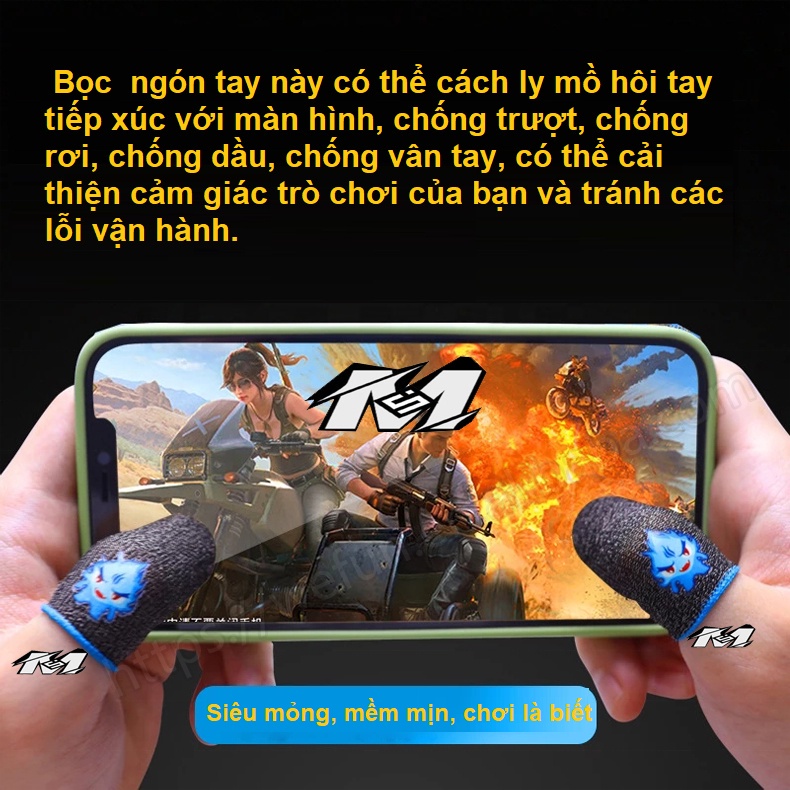 Găng tay chơi game Ghost xanh cảm ứng Tặng (1 cái) bao tay chơi game sẵn hàng Hà Nội
