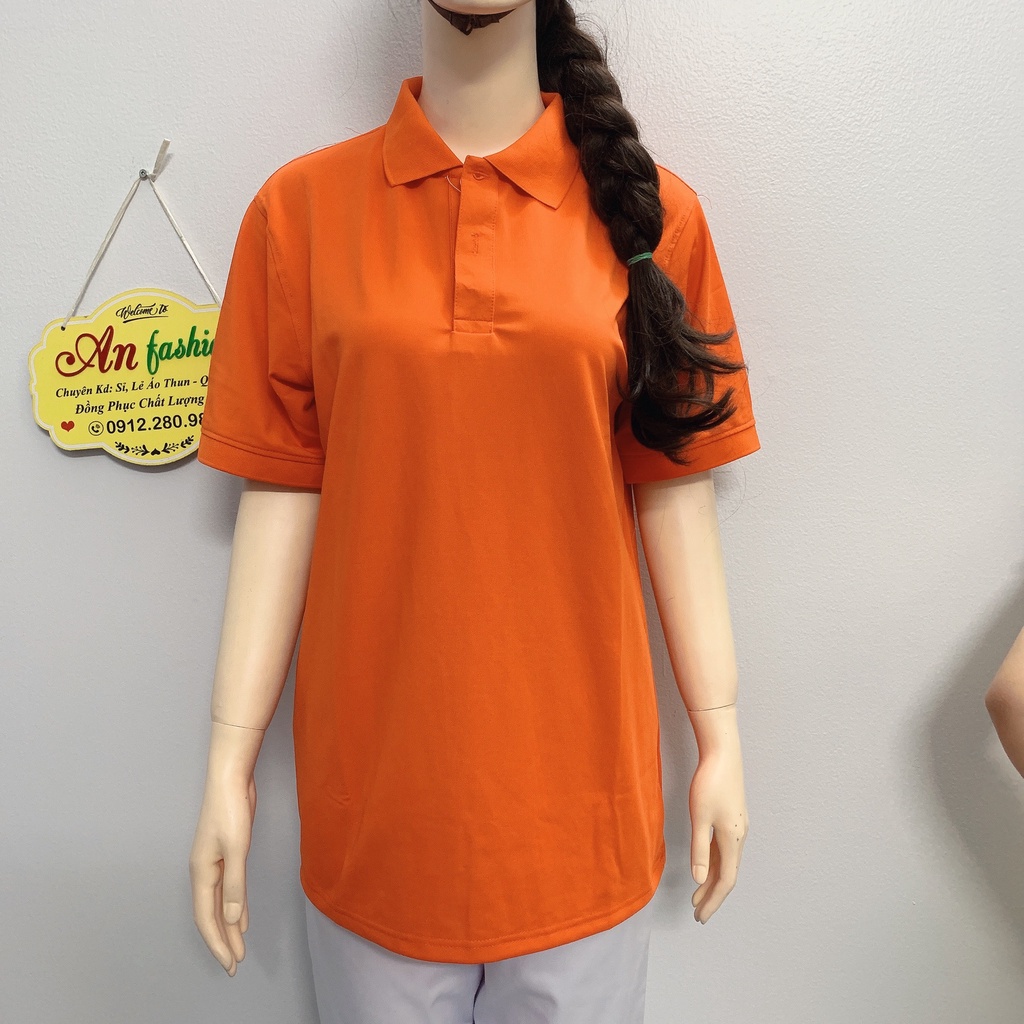 Áo polo màu cam vải poly Thái cao cấp cho nam nữ _ Hình chụp thật