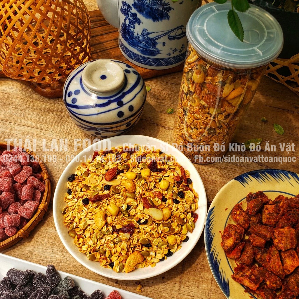Granola Siêu Hạt Sấy Mật Ong - Ăn Kiêng Giảm Cân - Siêu Ngon - Lon 500Gram