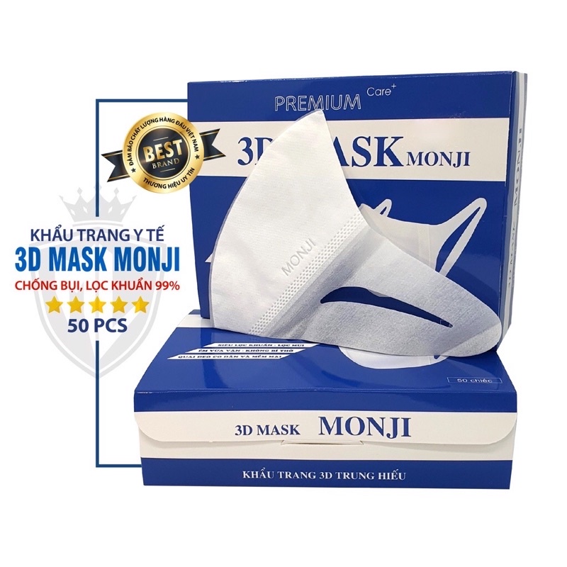 Khẩu trang 3D Mask Monji cộng nghệ Nhật Bản hộp 50 chiếc