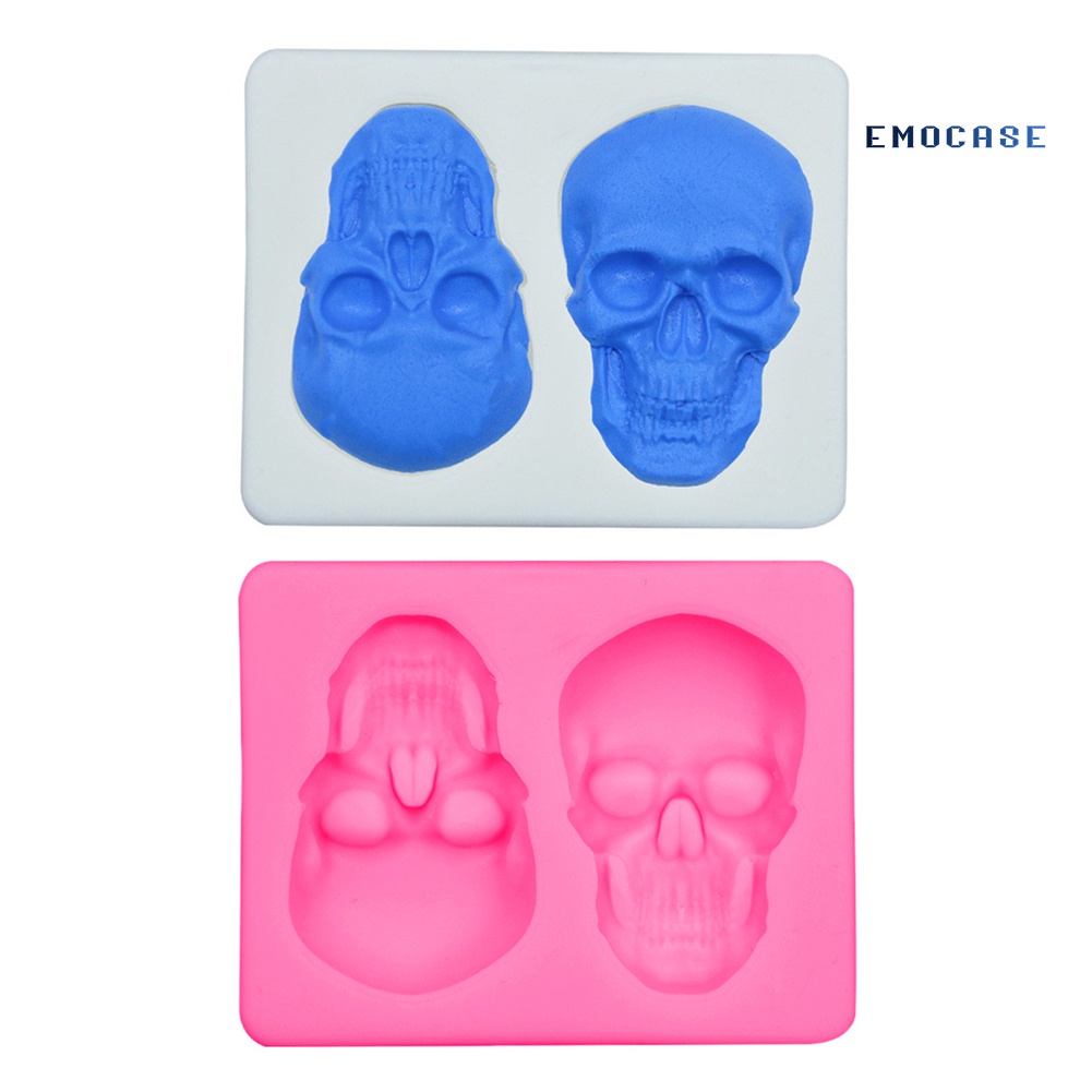 Khuôn Silicone Làm Bánh Tạo Hình Đầu Lâu 2 Ngăn Độc Đáo Tiện Dụng