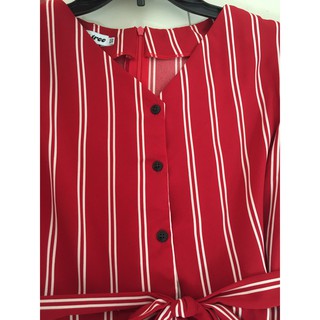 Set Áo Sơ Mi Váy Đôi FigTree Sọc Đỏ Siêu Hot Cho Cặp Đôi Mã 155B