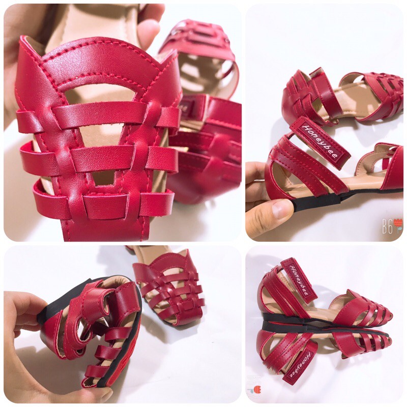 Sandal cho bé gái 00323 sz26-36 màu kem hồng/đỏ