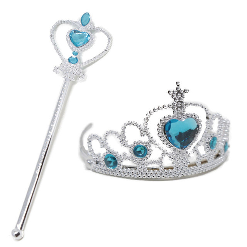 Bộ Tóc giả+Găng tay+Vương miện+Đũa phép hóa trang công chúa Elsa cho bé gái