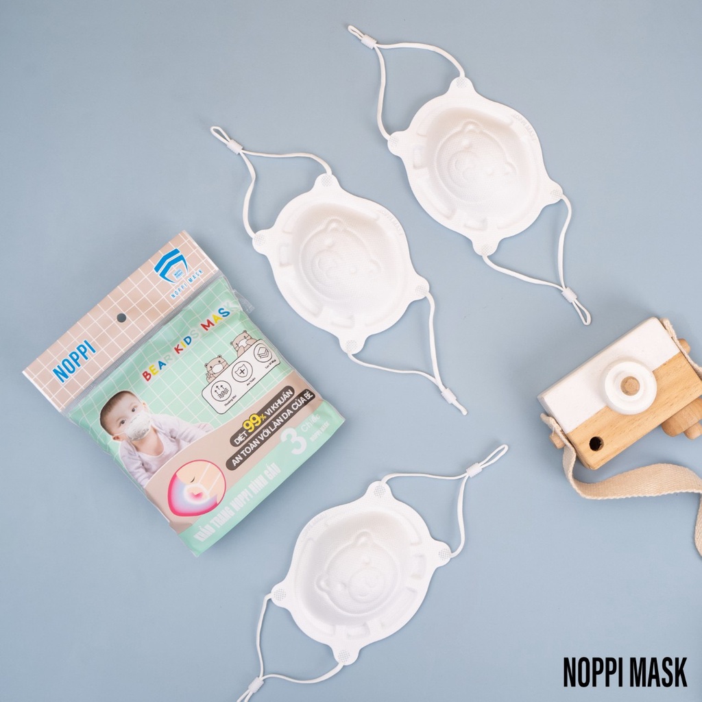 Set 3 Cái Khẩu Trang Gấu 3D Cho Bé Sơ Sinh Noppi Mask