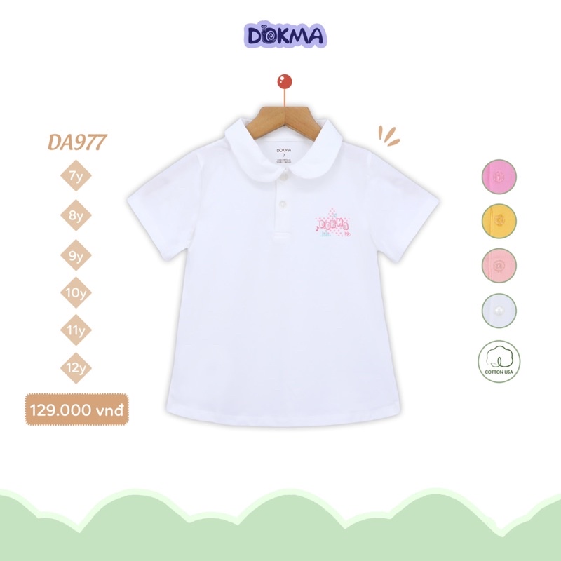 Áo cộc tay cổ sen bé gái Dokma DA977