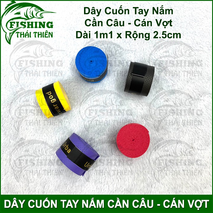 Dây Cuốn Cán Cần Câu, Cán Vợt Cầu Lông Tennis 1m1 2.5cm Dai Mềm Mượt Độ Ma Sát Cao