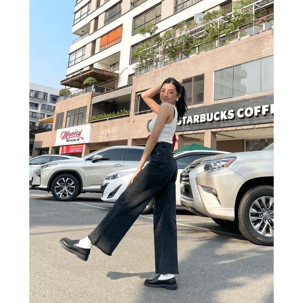 TheBlueTshirt - Quần Jeans Ống Rộng Màu Xám - City Wide Leg Jeans - Urban Grey