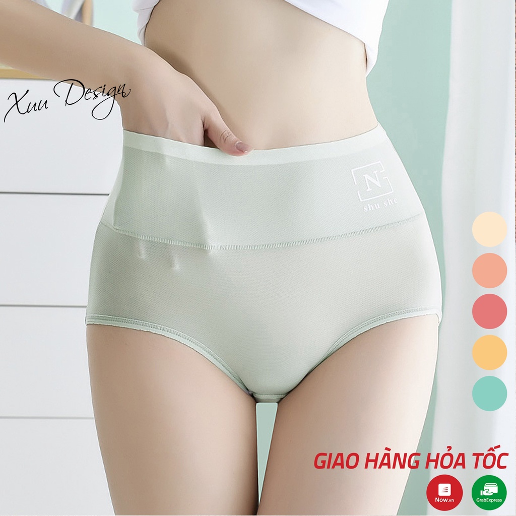 Quần lót nữ Xuu chất cotton lạnh cao cấp, cạp cao có lỗ thoáng khí - QC111