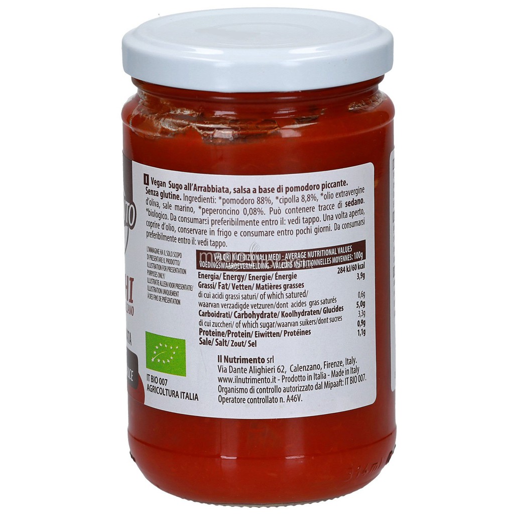 Sốt cà chua Arrabbiata hữu cơ 280g Organic Arrabbiata Sauces