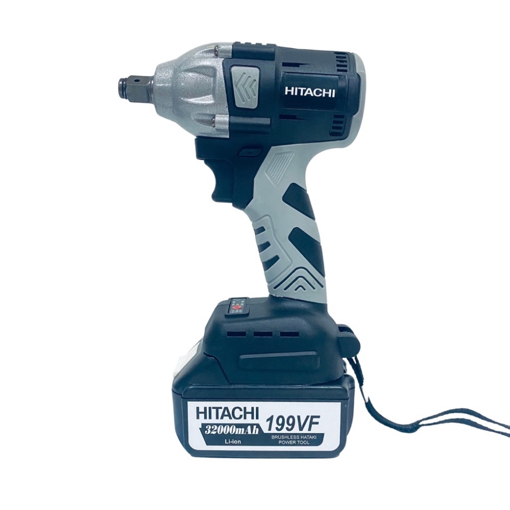 Máy siết bulong Hitachi 199VF - 2 PIN - Đầu 2 trong 1 - Máy bắn bulong KHÔNG CHỔI THAN - TẶNG Đầu chuyển vít, khẩu 22mm