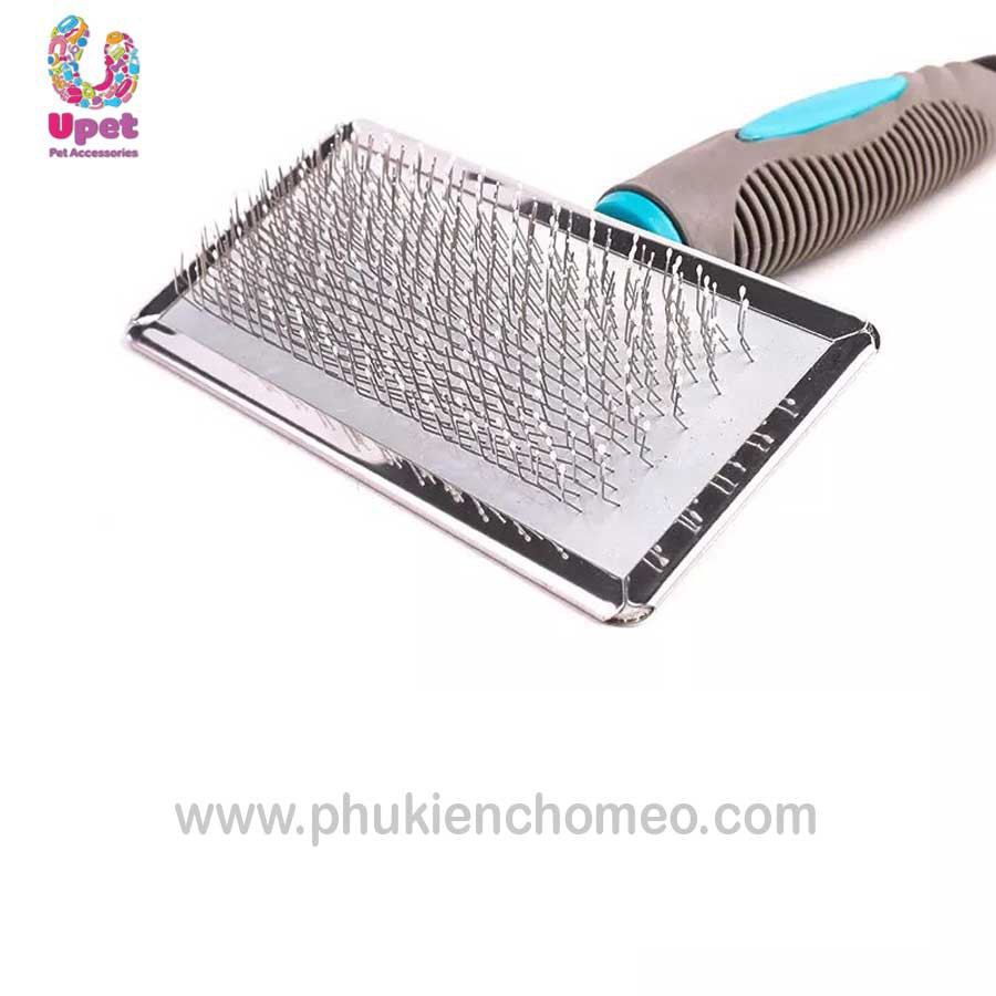 Lược Slicker Brush giúp gỡ rối lông, chải xù bông tạo hình lông, loại bỏ lông rụng dành cho chó mèo cán cao su cao cấp