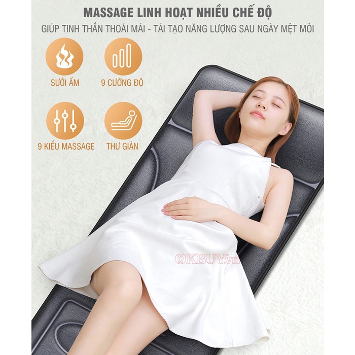 Nệm massage toàn thân rung và nhiệt nóng YIJIA YJ-306J - 9 kiểu rung, xung điện cổ