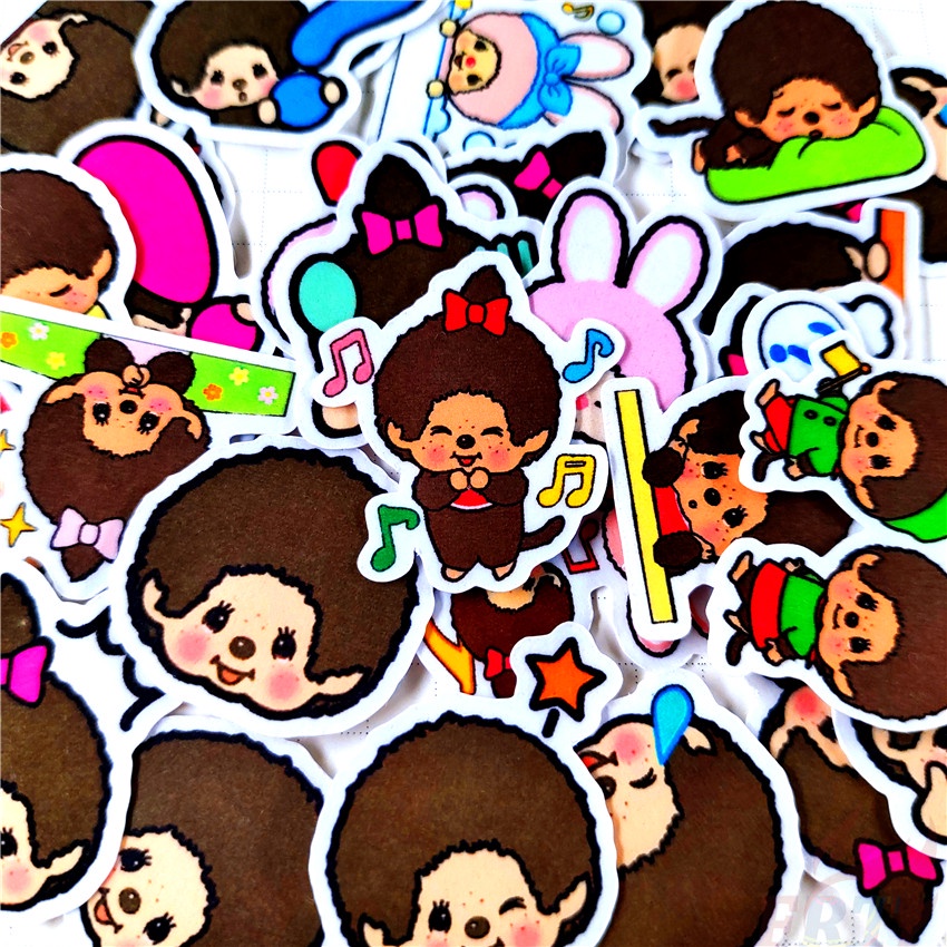 ★★★ Sticker Dán Trang Trí Nhật Ký Mini MONCHHICHI Q-1 ★★★ 48 Miếng Dán Decal Thời Trang Trang Trí Album