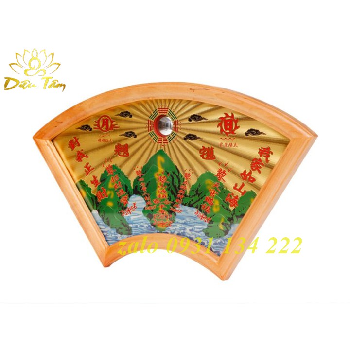 Tranh sơn hải trấn hình quạt phong thủy trang trí nhà cửa