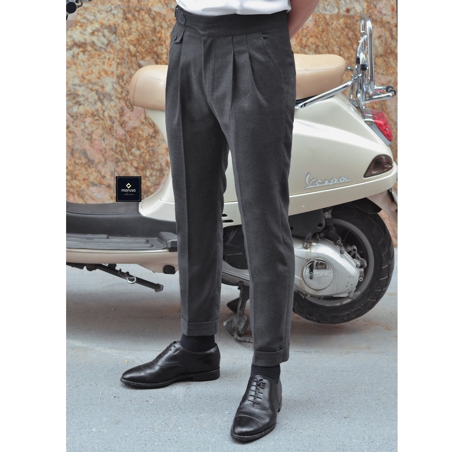 Quần Âu Nam Đẹp Quần Tây Nam, Màu Ghi Sẫm Cao Cấp cạp Dring Sang Trọng Vải Wool Hàn Chống Nhăn