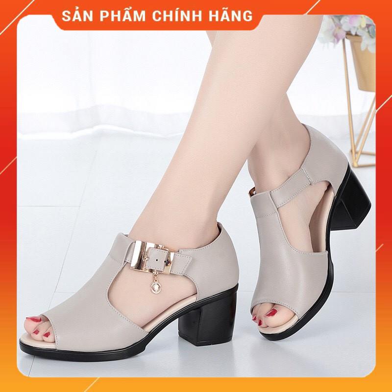 Giày hở mũi ⚡️ Hàng cao cấp ⚡️ Giày cao gót nữ ⚡️ FREESHIP ⚡️ giày da nữ thời trang, giày hở mũi đế cao 5p