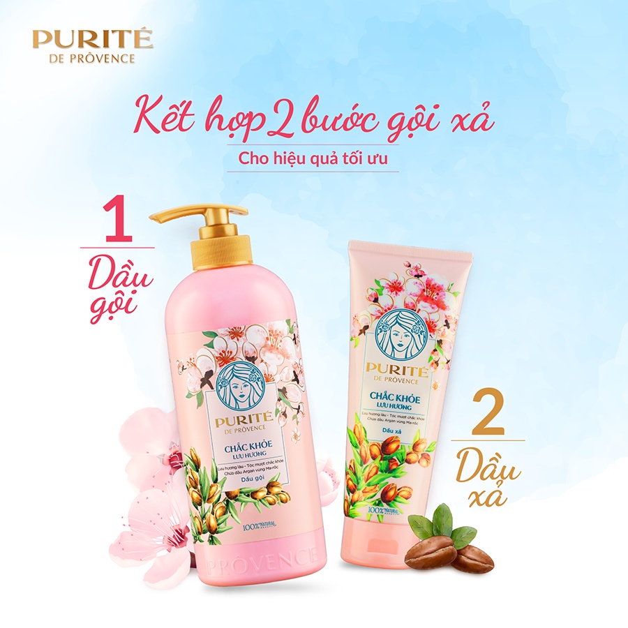 Combo Sữa Tắm Purité Thư Giãn Hoa Oải Hương 850ml + Dầu Gội Purité Chắc Khỏe Lưu Hương 600ml