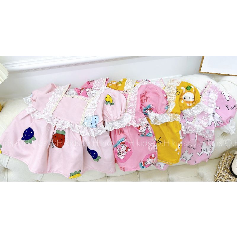 Bộ lanh lụa phối ren cho bé gái siêu mềm mát(15-25kg)