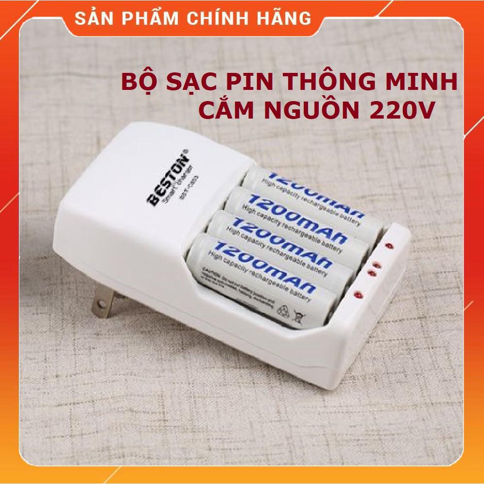 Bộ Sạc Pin AA, AAA Beston C803 Sạc pin thông minh Cắm trực tiếp nguồn điện 220V | Pin sạc Chính hãng dung lượng cao