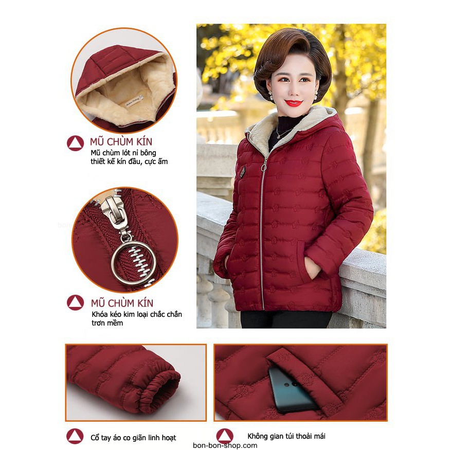 Áo Khoác Lót Bông Dành Cho Các Bà Các Mẹ Trung Niên Cực Ấm
