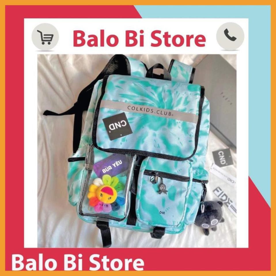 Balo colkids ss3 custom đen hoa cúc xanh tie dye nam nữ đi hoc đi chơi