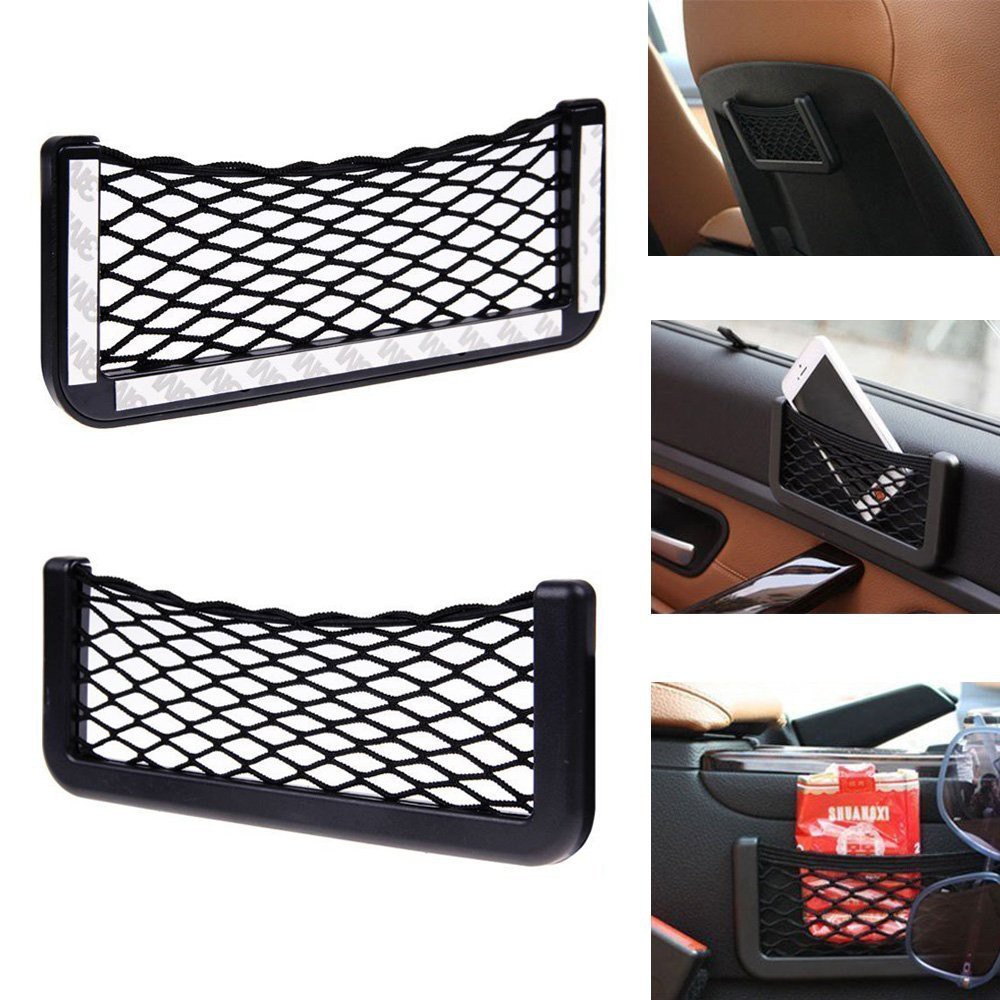 Set 3 Túi Lưới Đựng Đồ Co Giãn Hai Mặt Gắn Ghế Ngồi Xe Hơi Thông Dụng