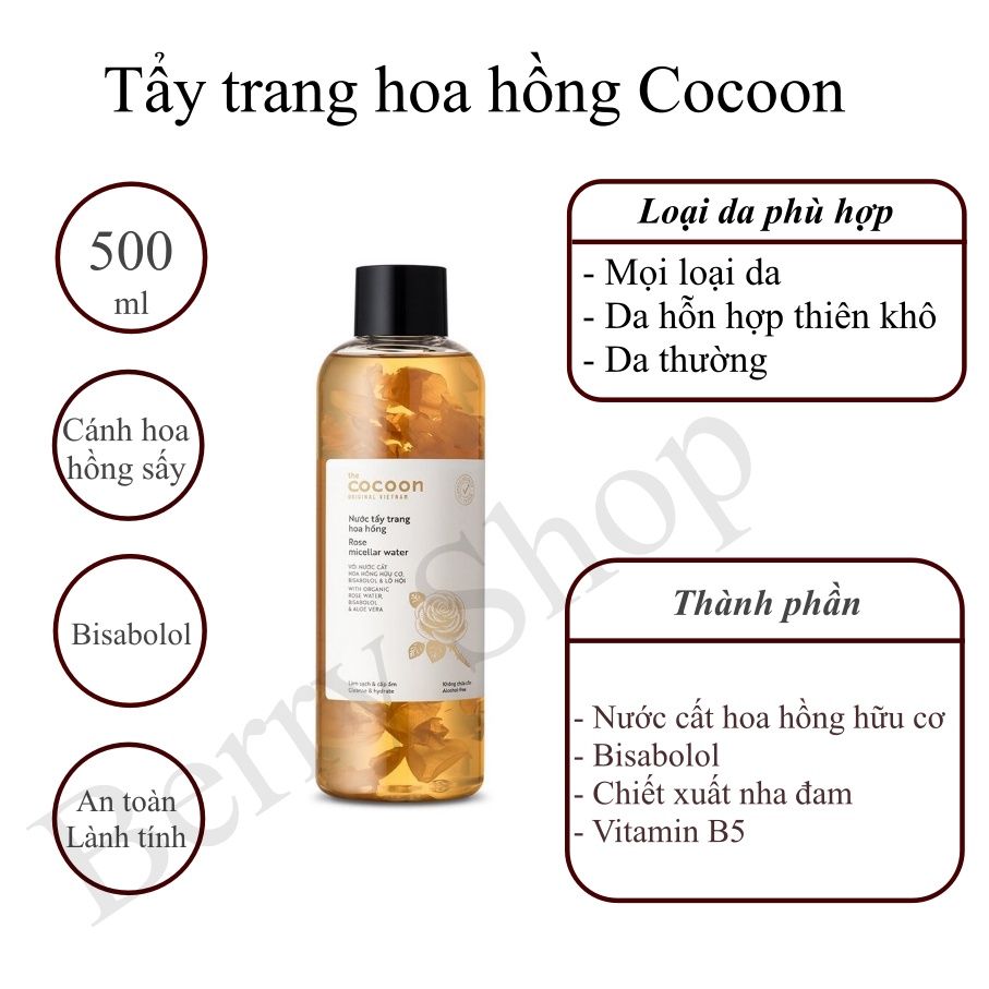 Nước tẩy trang bí đao Cocoon - Nước tẩy trang hoa hồng Cocoon 140ml - 500ml