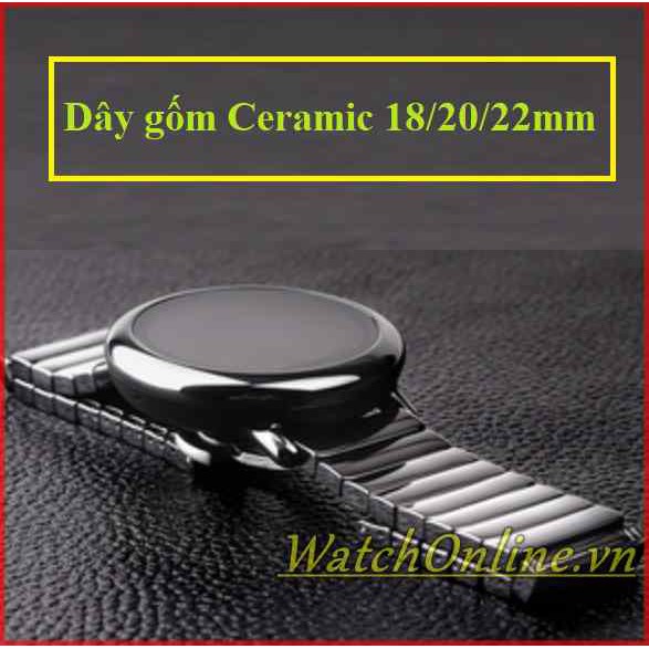 Dây gốm Ceramic cho đồng hồ 18mm 20mm 22mm (Đen)