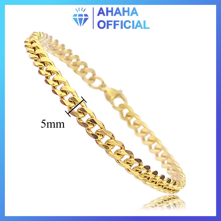 Lắc tay nam inox cao cấp rẻ đẹp kiểu lặc bảng nhỏ cá tính ahaha.officical cỡ 5mm màu mạ vàng thép không gỉ PTLTNA21