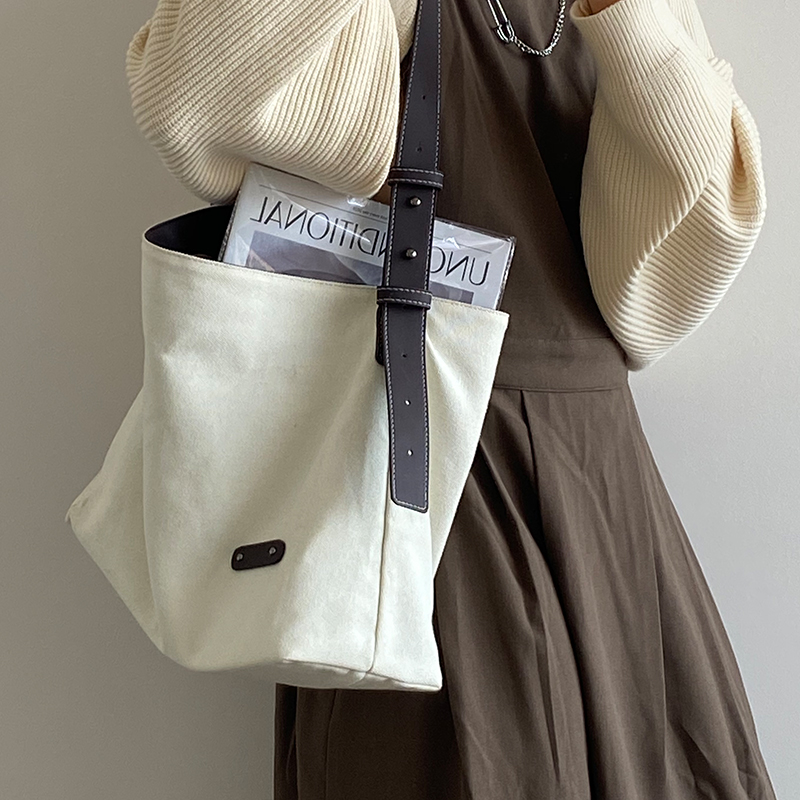Túi Vải Canvas Thiết Kế Đơn Giản Phong Cách Nhật Bản Cho Nữ