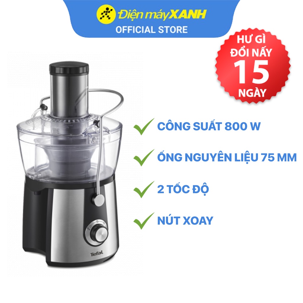 [Mã ELMALL10 giảm 10% đơn 500K] Máy ép trái cây Tefal ZE550D38 800 W - Chính hãng BH 24 tháng - Ống nguyên liệu 75 mm