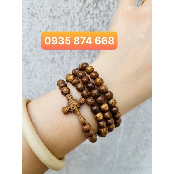 Vòng trầm hương tốc vườn mix thánh giá