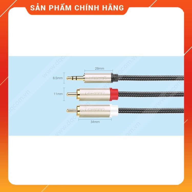 Dây loa 3.5 sang 2 đầu RCA 1m UGREEN 20821 bọc lưới dailyphukien