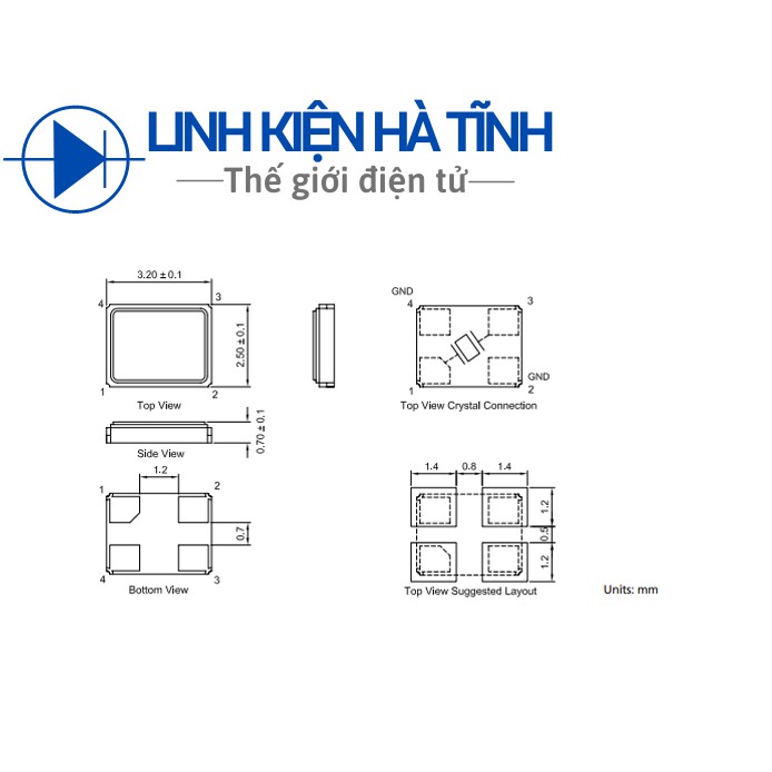 Thạch anh dán 4 chân thạch anh SMD 4 chân 12MHZ 16MHZ 20MHZ 24MHZ