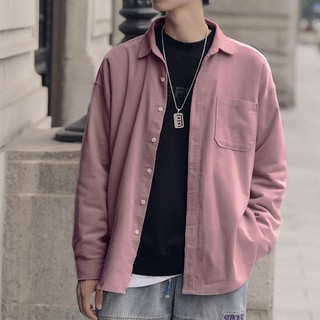 Áo sơ mi trơn áo sơ mi khoác ngoài nhung tăm form rộng dáng unisex Hàn Quốc- City Cycle